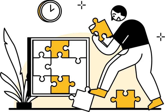 Man playing puzzle  Illustration