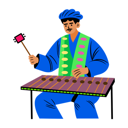 Man playing santoor  Illustration