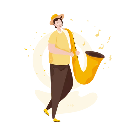 Man Playing saxophone Illustration