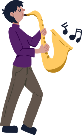 Man Playing Saxophone  Illustration