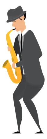Man Playing Saxophone  Illustration