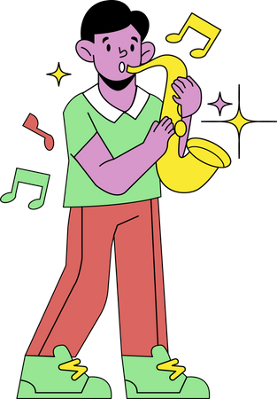 Man Playing Saxophone  Illustration