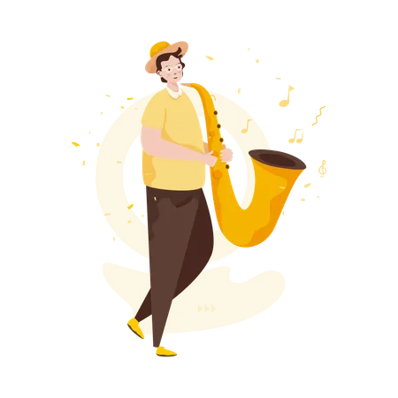 Man Playing saxophone  Illustration