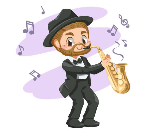 Man Playing Saxophone  Illustration