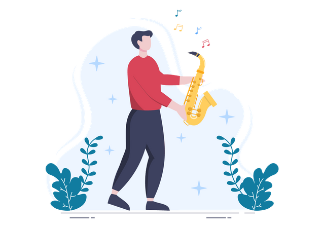 Man playing saxophone  Illustration