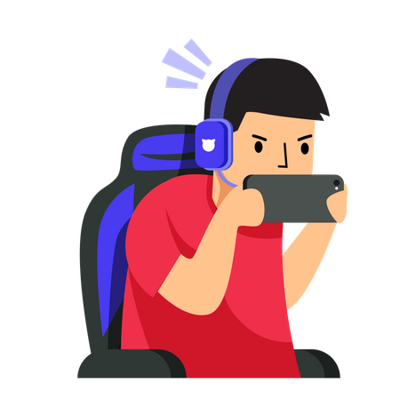 Man Playing Serious Mode  Illustration