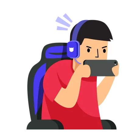 Man Playing Serious Mode  Illustration