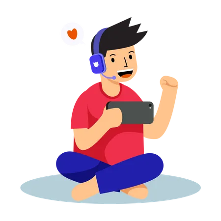 Man Playing Sit and Play Game Illustration