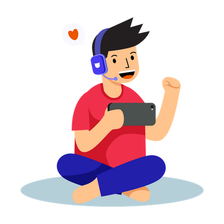 Man Playing Sit and Play Game  Illustration