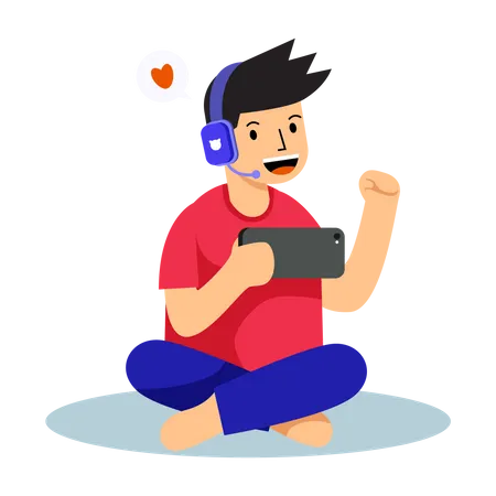 Man Playing Sit and Play Game  Illustration