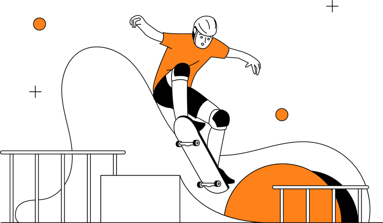 Man Playing Skateboard  Illustration