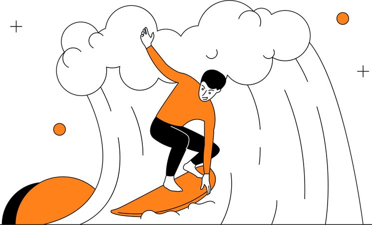 Man Playing Surfing  Illustration