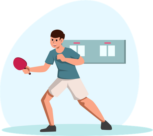Man Playing Table Tennis  イラスト