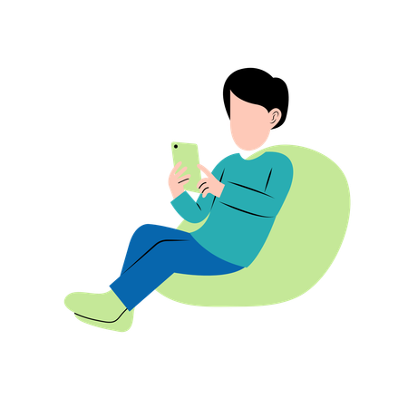 Man Playing Tablet On Couch  Illustration