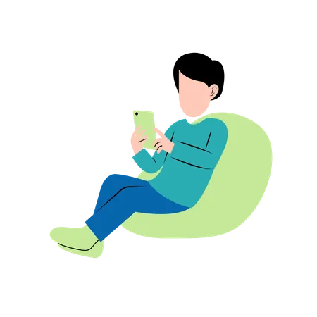 Man Playing Tablet On Couch  Illustration