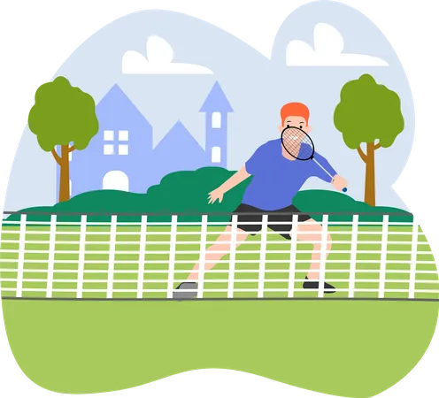 Man Playing Tennis  Illustration