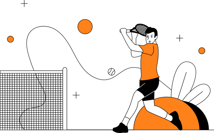 Man Playing Tennis  Illustration