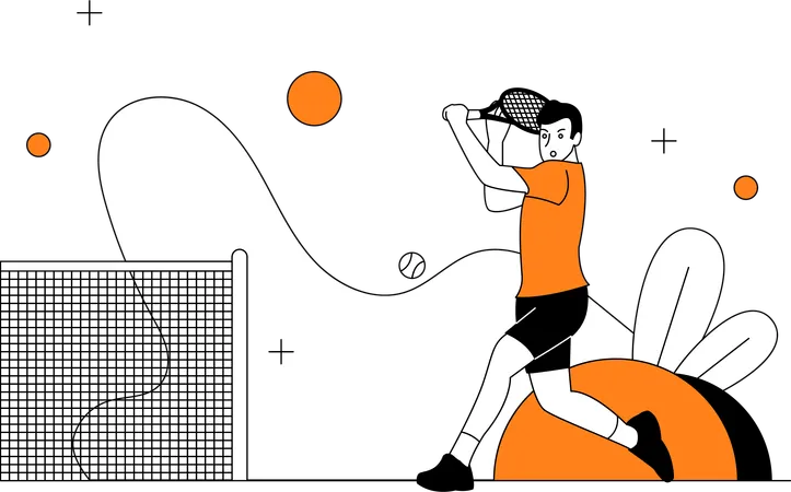 Man Playing Tennis  Illustration