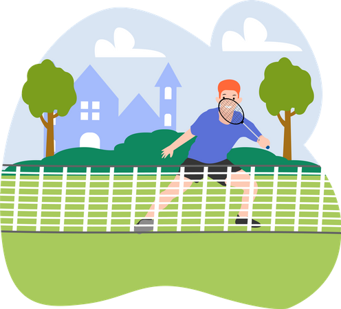 Man Playing Tennis  Illustration