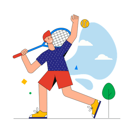 Man playing tennis  Illustration