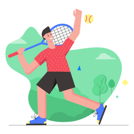 Man playing tennis  Illustration