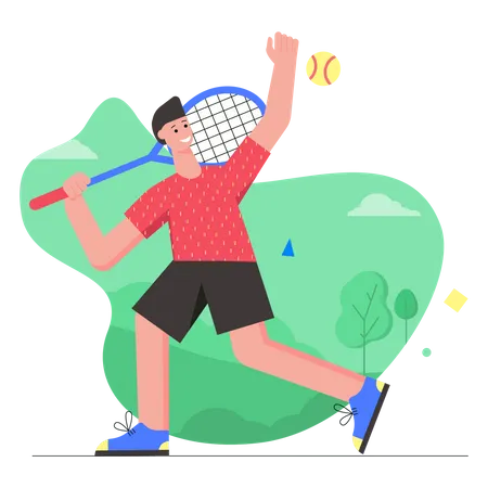 Man playing tennis  Illustration