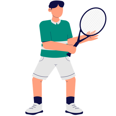 Man Playing Tennis  Illustration