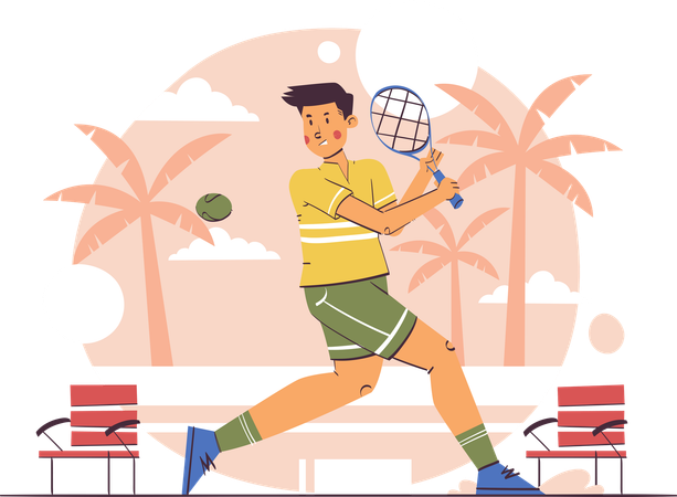 Man Playing Tennis  Illustration