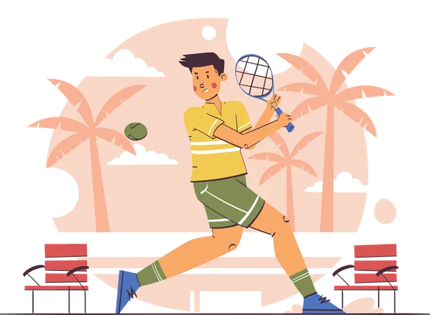 Man Playing Tennis  Illustration