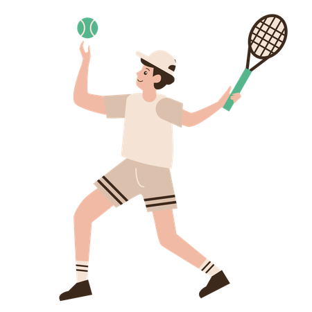 Man Playing Tennis Sport  イラスト