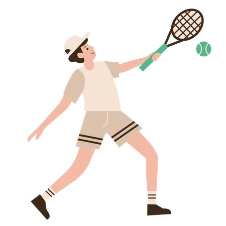 Man Playing Tennis Sport  Illustration