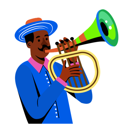 Man playing tenor horn  Illustration