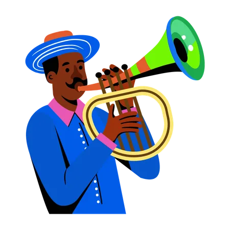 Man playing tenor horn  Illustration