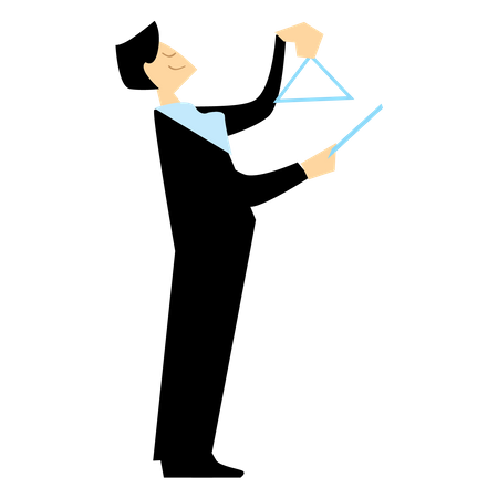 Man Playing Triangle  Illustration