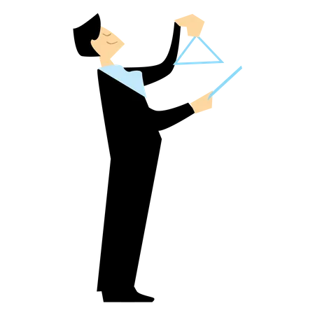 Man Playing Triangle  Illustration