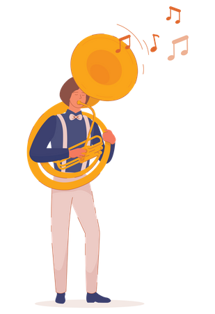 Man Playing Trombone Illustration