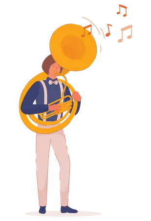 Man Playing Trombone Illustration