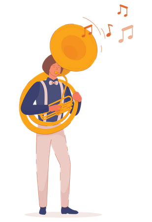 Man Playing Trombone  Illustration