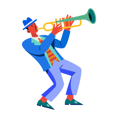 Man playing trumpet  Illustration