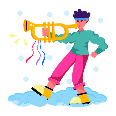 Man Playing Trumpet  Illustration