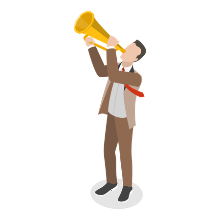 Man playing trumpet in musical band  Illustration