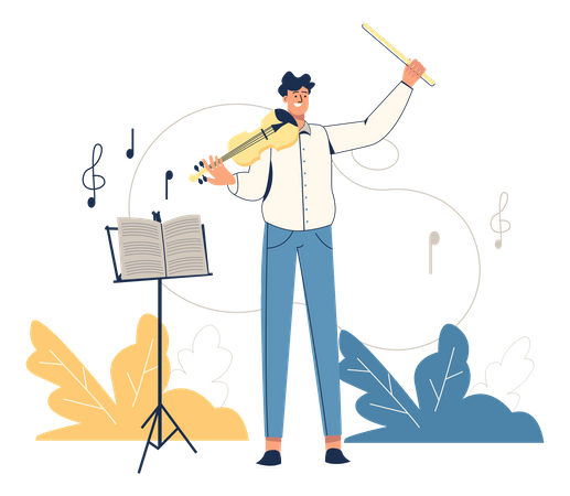 Man Playing Violin  Illustration