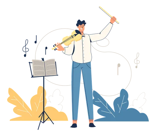 Man Playing Violin  Illustration