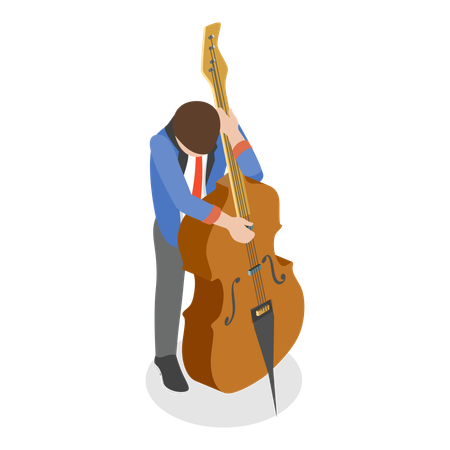 Man playing violin in jazz band  イラスト