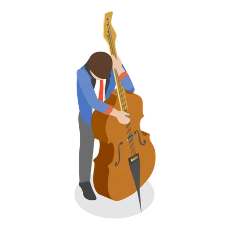 Man playing violin in jazz band  イラスト