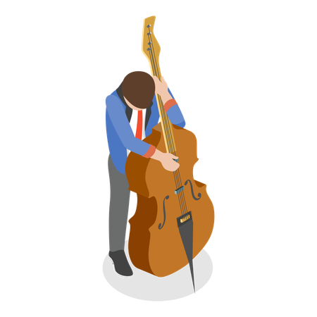 Man playing violin in jazz band  Illustration