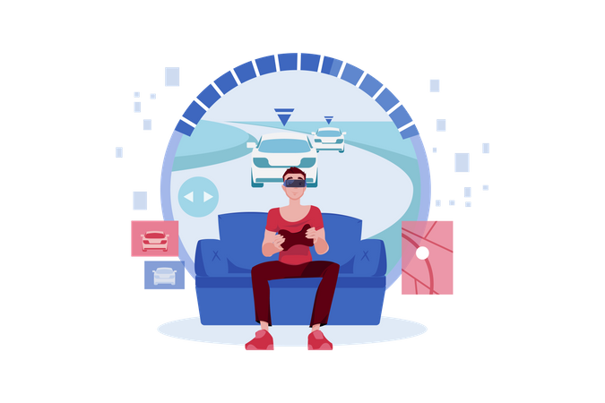 Man playing Virtual Game  Illustration