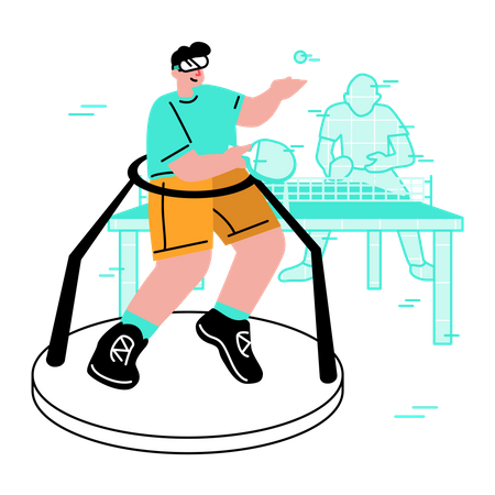 Man playing virtual table tennis Illustration