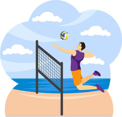 Man Playing Volleyball  Illustration