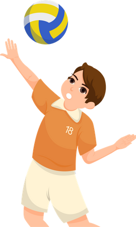 Man Playing Volleyball  Illustration